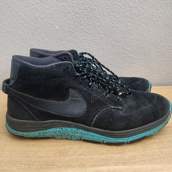 Nike Dunk Lunar Braata Mid STUSSY Black Turquoise Sneakers Mens 9536526-030